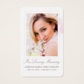 悔やみや弔慰ピンクフローラ写真追悼式カード (正面)