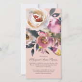 悔やみや弔慰ピンクフローラ葬儀サンキューカード サンキューカード (正面)