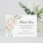 悔やみや弔慰ピンクフローラ葬儀 サンキューカード (スタンド正面)