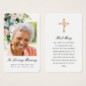 悔やみや弔慰ピンクブルーバラフローラフォト祈りの言葉カード (正面&裏面)