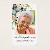 悔やみや弔慰ピンクブルーバラフローラフォト祈りの言葉カード (正面)