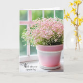 悔やみや弔慰ピンクベビーズブレスブーケ カード (黄色い花)