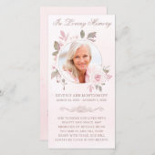 悔やみや弔慰ピンクローズフローラ写真葬儀祈りの言葉 (正面/裏面)