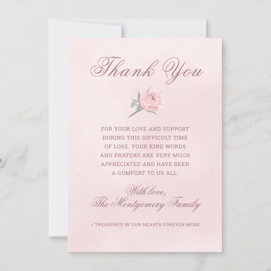 悔やみや弔慰ピンクローズフローラ記念館 サンキューカード (裏面)