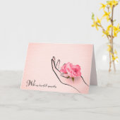 悔やみや弔慰ピンクローズ カード (黄色い花)