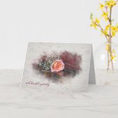 悔やみや弔慰ピンクローズon violin カード (黄色い花)