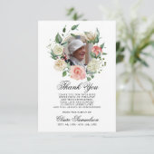 悔やみや弔慰フェミニンサンキューウォーターカラーフローラピンク サンキューカード (スタンド正面)