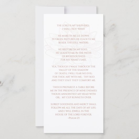 悔やみや弔慰フォトエレガントバラ金ゴールド葬儀祈りの言葉 (裏面)