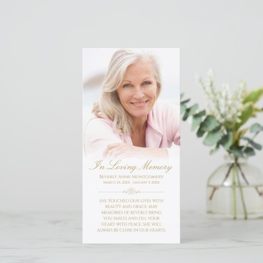 悔やみや弔慰フォトエレガント金ゴールドスクリプト葬儀祈りの言葉 (スタンド正面)