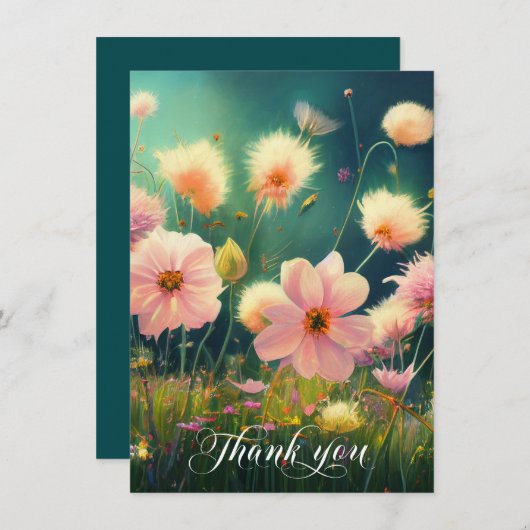 悔やみや弔慰フラワーズインフィールドありがとう サンキューカード (正面/裏面)