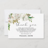 悔やみや弔慰フラワーホワイトローズサンキュー |写真 サンキューカード (正面)