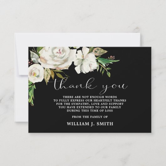 悔やみや弔慰フラワーホワイトローズサンキュー |写真 サンキューカード (正面)