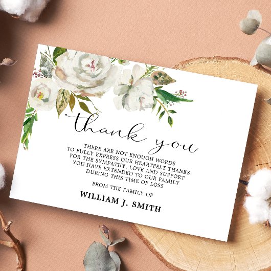 悔やみや弔慰フラワーホワイトローズサンキュー |写真 サンキューカード
