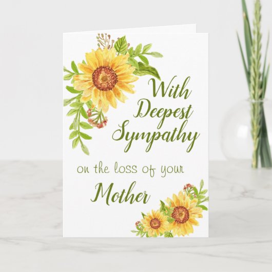 悔やみや弔慰フローライエローサンフラワーマザーカード カード (正面)