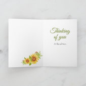 悔やみや弔慰フローライエローサンフラワー カード (内部)