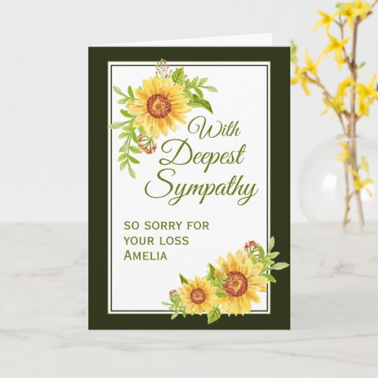 悔やみや弔慰フローライエローサンフラワー カード (黄色い花)