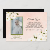 悔やみや弔慰フローラピンクの写真メモリありがとう サンキューカード (正面/裏面)