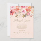 悔やみや弔慰フローラ赤面水の色のバラありがとう サンキューカード (正面)