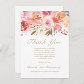 悔やみや弔慰フローラ赤面水の色のバラありがとう サンキューカード (正面/裏面)