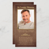 悔やみや弔慰ブラウンレザー金ゴールド写真葬儀祈りの言葉 (正面/裏面)