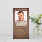 悔やみや弔慰ブラウンレザー金ゴールド写真葬儀祈りの言葉 (スタンド正面)