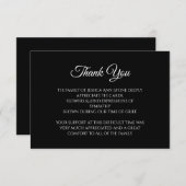 悔やみや弔慰ブラックスクリプトシンプル葬儀ありがとう 招待状 (正面/裏面)