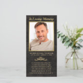 悔やみや弔慰ブラックレザー金ゴールドフレーム写真葬儀 (スタンド正面)