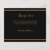 悔やみや弔慰ブラック金ゴールドフォトシンプルサンキューカード (裏面)