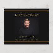 悔やみや弔慰ブラック金ゴールドフォトシンプルサンキューカード (正面)