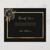 悔やみや弔慰ブラック金ゴールドフォトフローラサンキューカード (裏面)