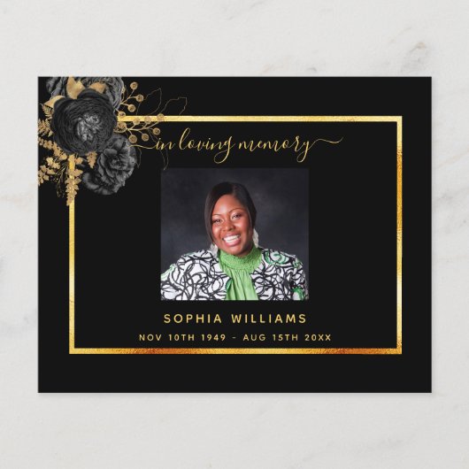 悔やみや弔慰ブラック金ゴールドフローラ感謝してい予算あなた写真 (正面)