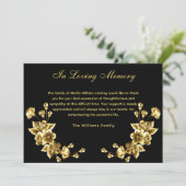 悔やみや弔慰ブラック金ゴールドフローラ感謝してい予算あなた写真 サンキューカード (スタンド正面)