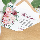 悔やみや弔慰ブルゴーニュ&ピンクローゼスサンキュー |写真 サンキューカード