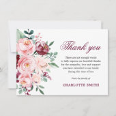 悔やみや弔慰ブルゴーニュ&ピンクローゼスサンキュー |写真 サンキューカード (正面)