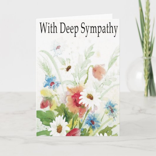 悔やみや弔慰ブルーとホワイトデイジー カード (正面)