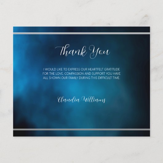 悔やみや弔慰ブルースカイ写真シンプルサンキューカード (裏面)