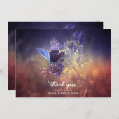 悔やみや弔慰ブルーバタフライフラワーありがとう |写真 サンキューカード (正面/裏面)