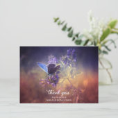 悔やみや弔慰ブルーバタフライフラワーありがとう |写真 サンキューカード (スタンド正面)