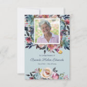 悔やみや弔慰ブルーピンクフローラ葬儀サンキューカード (正面)