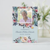 悔やみや弔慰ブルーピンクフローラ葬儀サンキューカード (スタンド正面)