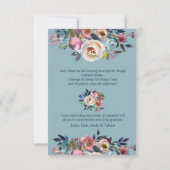 悔やみや弔慰ブルーピンクフローラ葬儀サンキューカード (裏面)