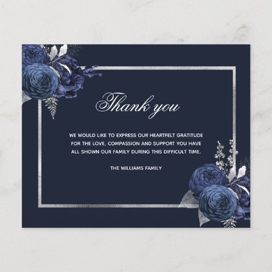 悔やみや弔慰ブルーフローラシルバー感謝していバジェットyou photo (裏面)