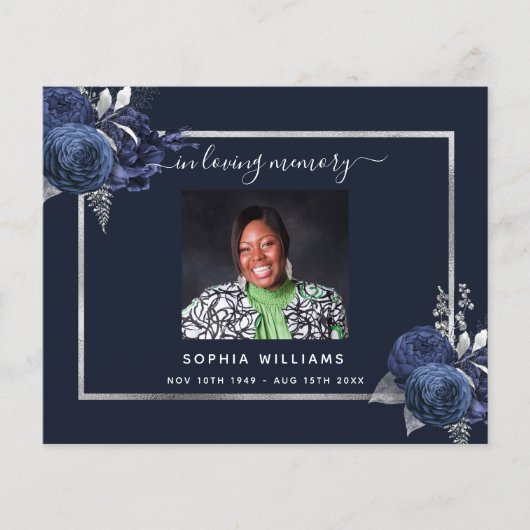 悔やみや弔慰ブルーフローラシルバー感謝していバジェットyou photo (正面)