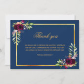 悔やみや弔慰ブルーフローラバー感謝していグンディYou photo サンキューカード (正面)