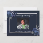 悔やみや弔慰ブルーフローラ写真サンキューカード (正面)