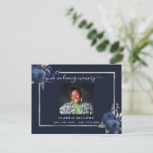 悔やみや弔慰ブルーフローラ写真サンキューカード (スタンド正面)