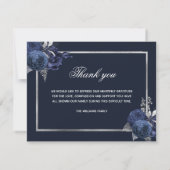 悔やみや弔慰ブルーフローラ写真サンキューカード (裏面)