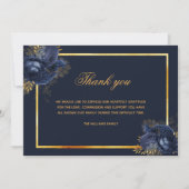 悔やみや弔慰ブルーフローラ感謝してい金ゴールドyou photo サンキューカード (正面)