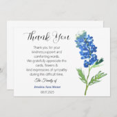 悔やみや弔慰ブルーボンネット葬儀デスサンキュー 招待状 (正面/裏面)