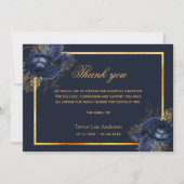 悔やみや弔慰ブルー金ゴールドシンプルフローラ (正面)